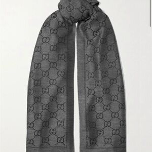 Gucci Charcoal Wool Reversible Scarf